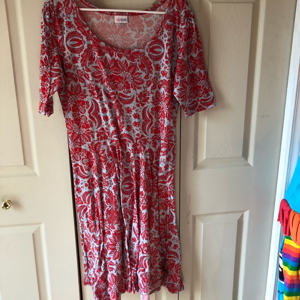 Red and Grey paisley LLR Nicole dress